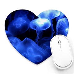 Jellyfish Sea Diving Sea Animal Heart Mousepads by Sapixe