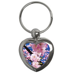 Flower Cherry Wood Tree Flowers Key Chains (heart)  by Sapixe