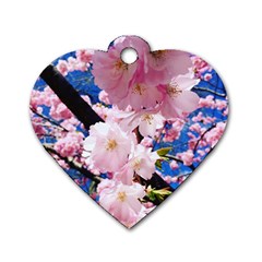 Flower Cherry Wood Tree Flowers Dog Tag Heart (one Side) by Sapixe