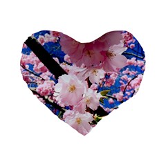 Flower Cherry Wood Tree Flowers Standard 16  Premium Flano Heart Shape Cushions by Sapixe