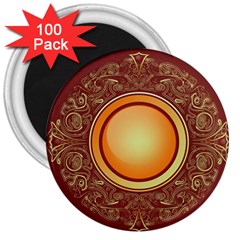 Badge Gilding Sun Red Oriental 3  Magnets (100 Pack) by Sapixe