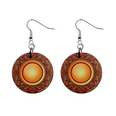 Badge Gilding Sun Red Oriental Mini Button Earrings by Sapixe