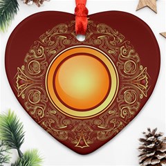 Badge Gilding Sun Red Oriental Heart Ornament (two Sides) by Sapixe