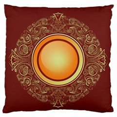 Badge Gilding Sun Red Oriental Large Flano Cushion Case (two Sides) by Sapixe