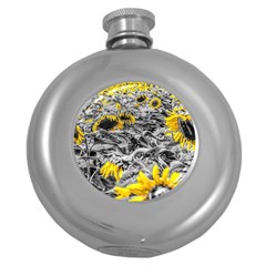 Sunflower Field Girasol Sunflower Round Hip Flask (5 Oz) by Sapixe