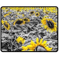 Sunflower Field Girasol Sunflower Double Sided Fleece Blanket (medium)  by Sapixe