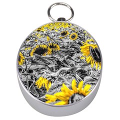 Sunflower Field Girasol Sunflower Silver Compasses by Sapixe