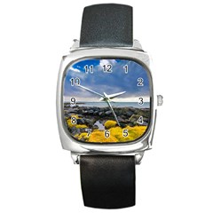 Iceland Nature Mountains Landscape Square Metal Watch by Sapixe