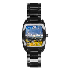 Iceland Nature Mountains Landscape Stainless Steel Barrel Watch by Sapixe