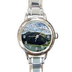 Panoramic Nature Mountain Water Round Italian Charm Watch by Sapixe