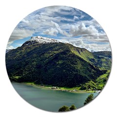 Panoramic Nature Mountain Water Magnet 5  (round) by Sapixe