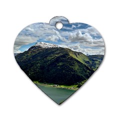 Panoramic Nature Mountain Water Dog Tag Heart (two Sides) by Sapixe