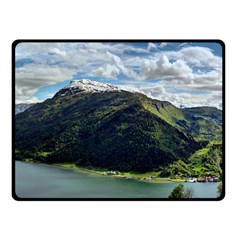 Panoramic Nature Mountain Water Fleece Blanket (small) by Sapixe