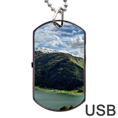 Panoramic Nature Mountain Water Dog Tag Usb Flash (one Side) by Sapixe