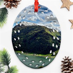 Panoramic Nature Mountain Water Ornament (oval Filigree) by Sapixe