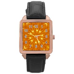 Kaleidoscopic Flower Rose Gold Leather Watch  by yoursparklingshop