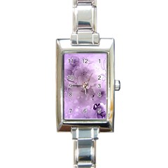 Wonderful Flowers In Soft Violet Colors Rectangle Italian Charm Watch by FantasyWorld7