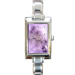 Wonderful Flowers In Soft Violet Colors Rectangle Italian Charm Watch Front