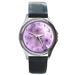 Wonderful Flowers In Soft Violet Colors Round Metal Watch by FantasyWorld7