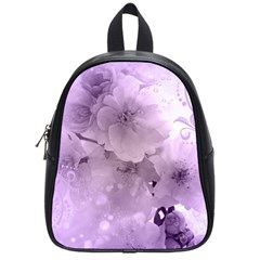 Wonderful Flowers In Soft Violet Colors School Bag (small) by FantasyWorld7