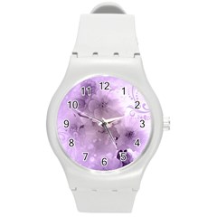 Wonderful Flowers In Soft Violet Colors Round Plastic Sport Watch (m) by FantasyWorld7