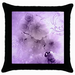 Wonderful Flowers In Soft Violet Colors Throw Pillow Case (black) by FantasyWorld7