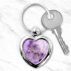 Wonderful Flowers In Soft Violet Colors Key Chains (heart)  by FantasyWorld7