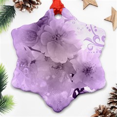 Wonderful Flowers In Soft Violet Colors Snowflake Ornament (two Sides) by FantasyWorld7