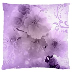 Wonderful Flowers In Soft Violet Colors Large Cushion Case (one Side) by FantasyWorld7