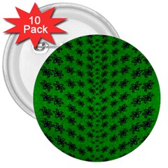 Forest Flowers In The Green Soft Ornate Nature 3  Buttons (10 Pack)  by pepitasart