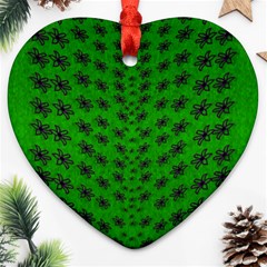 Forest Flowers In The Green Soft Ornate Nature Heart Ornament (two Sides) by pepitasart