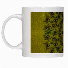 Flower Wreath In The Green Soft Yellow Nature White Mugs by pepitasart