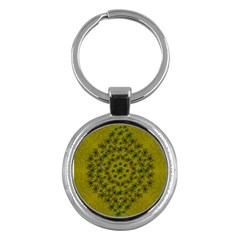 Flower Wreath In The Green Soft Yellow Nature Key Chains (round)  by pepitasart