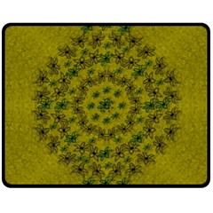 Flower Wreath In The Green Soft Yellow Nature Double Sided Fleece Blanket (medium)  by pepitasart