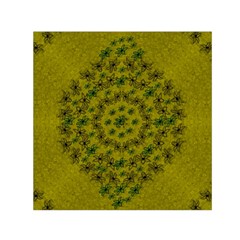 Flower Wreath In The Green Soft Yellow Nature Small Satin Scarf (square) by pepitasart