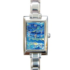 Sunlit Waters Rectangle Italian Charm Watch by lwdstudio