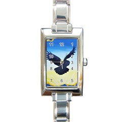 Sunset Owl Rectangle Italian Charm Watch by lwdstudio