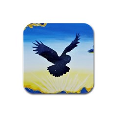 Sunset Owl Rubber Square Coaster (4 Pack)  by lwdstudio