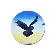 Sunset Owl Magnet 3  (round) by lwdstudio