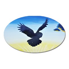 Sunset Owl Oval Magnet by lwdstudio