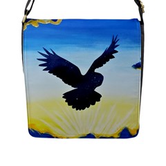 Sunset Owl Flap Closure Messenger Bag (l) by lwdstudio