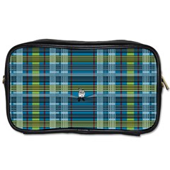 Playing With Plaid Kitten (blue) Pattern Toiletries Bag (two Sides) by emilyzragz