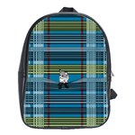 Playing with Plaid Kitten (Blue) Pattern School Bag (XL) Front