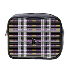 Playing With Plaid Kitten (purple) Halloween Pattern Mini Toiletries Bag (two Sides) by emilyzragz