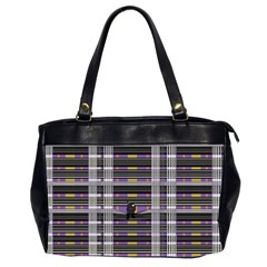 Playing With Plaid Kitten (purple) Halloween Pattern Oversize Office Handbag (2 Sides) by emilyzragz