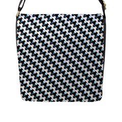 Massaging Kitties Houndstooth Pattern Flap Closure Messenger Bag (l) by emilyzragz