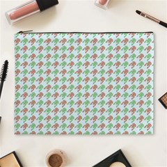 Amphibians Hopping Houndstooth Pattern Cosmetic Bag (xl) by emilyzragz