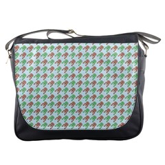 Amphibians Hopping Houndstooth Pattern Messenger Bag by emilyzragz