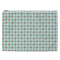 Amphibians Hopping Houndstooth Pattern Cosmetic Bag (xxl) by emilyzragz