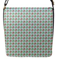 Amphibians Hopping Houndstooth Pattern Flap Closure Messenger Bag (S)